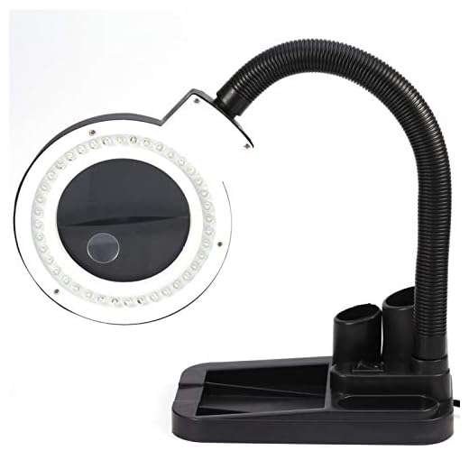 Förstoringsglas bordslampa, 40 LED-upplyst belysning Förstoringslampa justerbar 5X 10X stativförstorare & skuggfri skrivbordslampa
