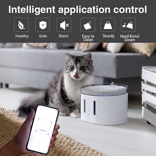 Cat Water Fountain,2.5L Pet Fountain with Ultra Quiet Automatic Dog Water Dispenser with Remote Control,Safe Cat Water Bowl Cat Fountain Filter Replacement for Cats Dogs Multiple Pets Indoor - Image 4