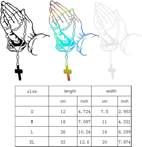 Image of Praying Hand Decal Sticker Religious Bumper Window Window Laptop Rosary Vinyls Sticker Car Styling Decal Praying Hand with Rosary Sticker Decal Coloured(ZS468)