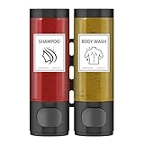 Volufia Shampoo and Conditioner Dispenser, Shower Dispenser 2 Chamber No Drill, Shower Soap Dispenser, Body Wash Dispenser Wall Mounted for Bathroom Hotel 2x300ML, Black