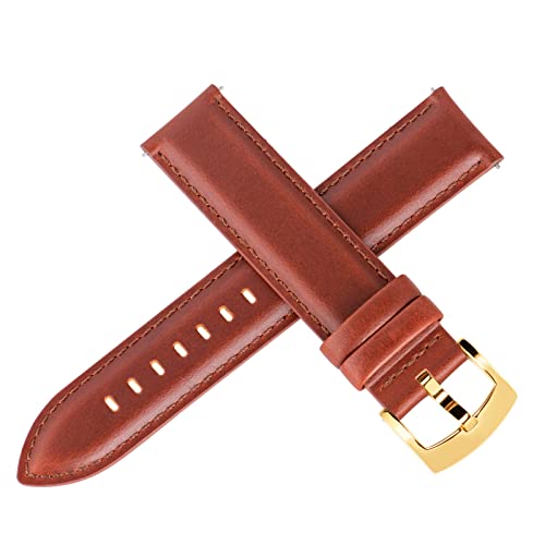 Image of OTTOODY Leather Watch Bands Quick Release, Elegant Top Grain Leather Watch Straps for Men & Women, Choice of Color & Width - 18mm, 19mm, 20mm, 21mm or 22mm Wristbands Bracelet for Watch & Smartwatch