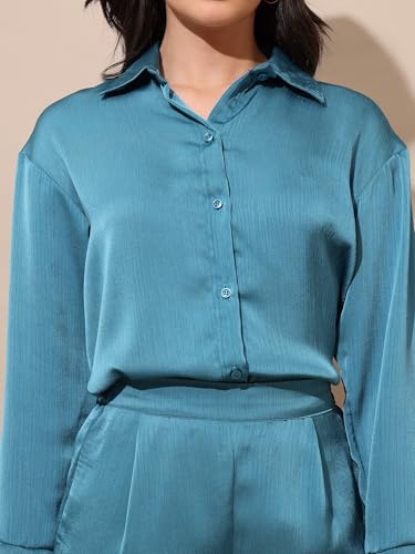 Image of PURVAJA Women's Full Sleeve Shirt & Trouser Solid Co-ords
