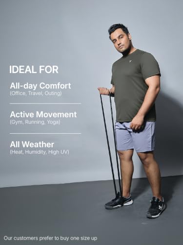 Image of TECHNOSPORT Men's TECHNOCOOL+ Slim Fit Sports T-Shirt Quick Dry Round Neck Performance Tee with UPF 50+, Anti-Odour, Anti-Microbial & 2-Way Stretch Gym, Running, Training & Casual Wear