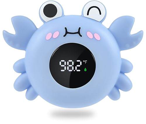 Baby Bath Thermometer Tub Water Temperature Thermometer for Bathtub Crab Newborn Baby Safety Floating Tub Toy Gift for Toddlers, Girls, Boys, Infants 1 2 3 4 Years Old