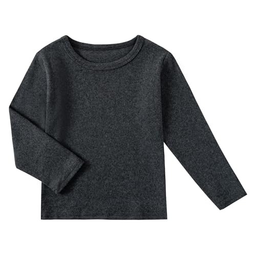 Boys Girls Long Sleeve T-Shirts Kids Soft Cotton Basic Layering Tee Tops Undershirts for 12M-14Yrs