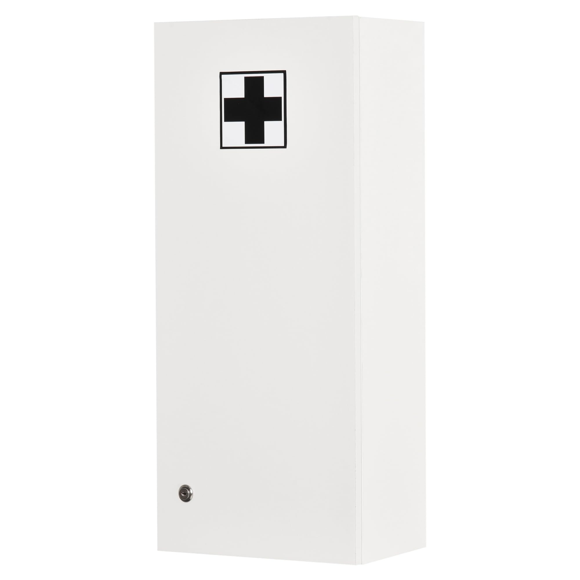 kleankin Armoire à Pharmacie Murale avec Serrure, 5 étagères et tablettes réglables, Bois et Verre, Blanc, 30x20x70cm