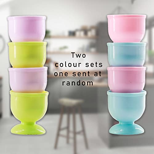 Eierbecher 4er Set, Leichte gekochte Eierhalter Ideal für Frühstück, Langlebiger Kunststoff, Spülmaschinenfest, 5 x 5 x 4 cm, Weiß und Blau (4er Pack Eierbecher) – Bild 3
