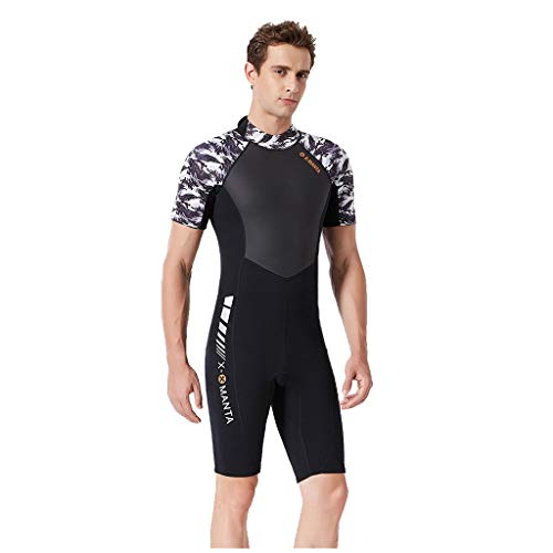MILIMIEYIK Unisex Short Sleeve Neoprene Wetsuit Men for Surfing One Piece Triathlon Scuba Diving Spearfishing Wetsuit Black