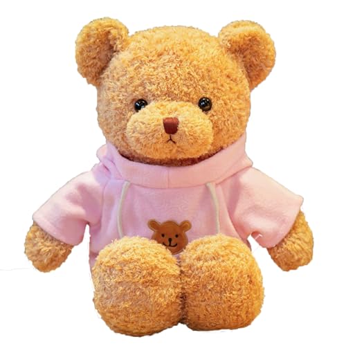 Image of AUCOOMA Teddy Bear Stuffed Animal Cute Teddy Bears Plush Pink Hoodie Gifts for Kids 11.8"