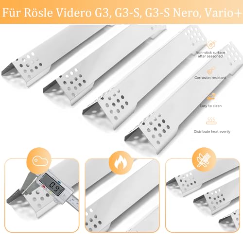 FIRXZYMZ 40.2CM Brennerabdeckung Heizplatte für Rösle Videro G4, G4-S, G4-S Nero, Vario+, Edelstahl Aromaschiene für Rösle Videro G2, G3, G6 Serie und Sansibar,Hitzeschild Flavorizer Bars Ersatzteil