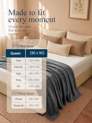 Image of Utopia Bedding Ultra Soft Fleece Bed Blanket Queen Size Grey (90x90 Inches)