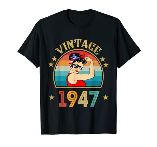 Regalo de 75 años de edad para mujer retro vintage 1947 Camiseta