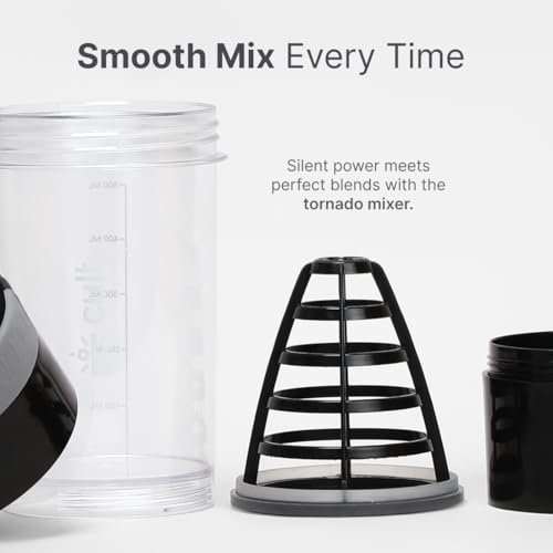 Image of CULT Cyclon Shaker Bottle 500ml with Mixer Ball & Storage, Leakproof, Portable Protein Shaker for Gym, Fitness & Travel - Black Grey