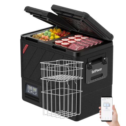 Image of Setpower Dual Zone Car Refrigerator,59QT Car fridge Portable 12V Cooler,Electric Cooler for Vehicle,12V Refrigerator for Car Camping Travel SUV Truck RV Road Trip,APP Control,DT55(Dark Black)