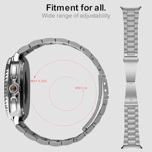 Image of SPGUARD Metal Band for Samsung Galaxy Watch 9 /8 40mm /44mm /8 Classic 46mm | Stainless Steel, No Gap Design, Business & Casual Style, for Wrist 6.3 inch-9.25 inch,Strap for Men Women, Not for Other Models