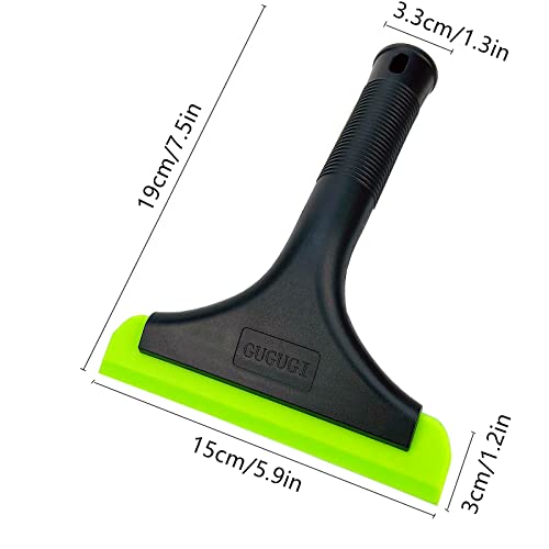 Image of Super Flexible Silicone Squeegee, Auto Water Blade, Water Wiper, Shower Squeegee, 5.9'' Blade and 7.5'' Long Handle, for Car Windshield, Window, Mirror, Glass Door, Black Green