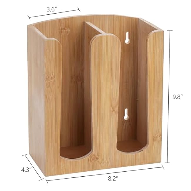 Suwimut 2 Pack Bamboo Coffee Cup and Lid Storage Organizer Holder, 2 Compartments Disposable Paper Cup Dispenser, Cups and Lids Organizer for Kitchen Countertop Coffee Bar