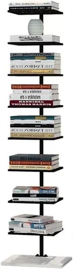 zktoermn Metal Spine Book Tower, 6/8 Tier Floor Type Invisible Bookshelf Corner Suspension Simple Bookcase for Living Room Home Office Study (Color : Black, Size : 35x28x150cm)