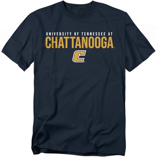 University of Tennessee at Chattanooga Official Stacked Short Sleeve Mens Cotton T-Shirt,Navy,...