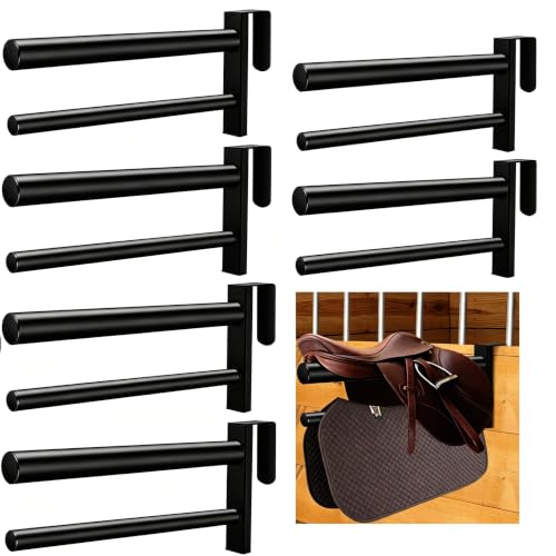 HDYEGY 6PCS Saddle Rack,Heavy Duty Portable Saddle Rack Stand Removable Saddle Stand with 2 Bars for English and Western Saddles