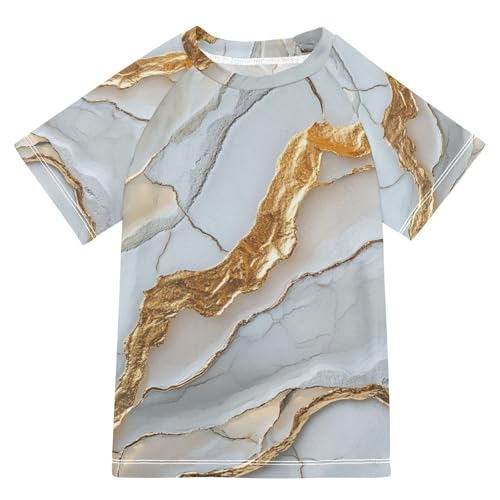 KLL Rash Guard Bathing Suit Girls Short Sleeve Rash Guard Girls 5T Marble White White