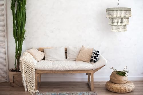 Creative Co-Op 3-Tier Round Metal Chandelier with Hanging Wood Beads - Image 13