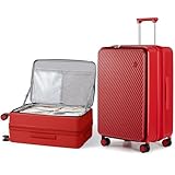 mixi Erweiterbares Handgepäck, Polycarbonat, Hartschalenkoffer, Öffnung oben, Rollkoffer mit Spinnrollen und TSA-Schloss, Rot/Ausflug, einfarbig (Getaway Solids), 24-inch