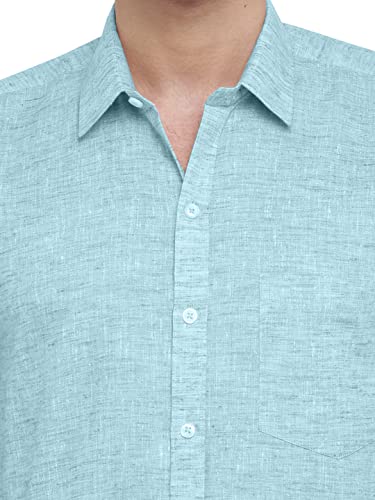 Image of GHPC Cotton Linen Plain Solid Half Sleeves Regular Fit Formal Shirt for Men