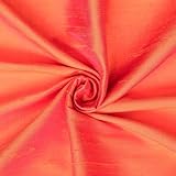 Fabric Mart Direct Orange, Pink 100% Pure Silk Dupioni Fabric by The Yard, 1 Yard 41 inches Width Pure Raw Silk Solid Color Pink Wholesale Upholstery Silk Fabric for Curtains Bridal Dress