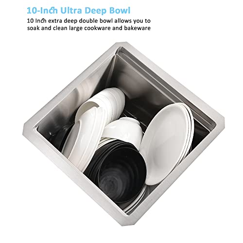 17 Inch Undermount Bar Sink Workstation-Bokaiya 17X17 Inch Stainless Steel Bar Sink Undermount Wet Bar Small Sink 16 Gauge Square Deep Single Bowl Kitchen Bar Sink With Cutting Board #TOP5