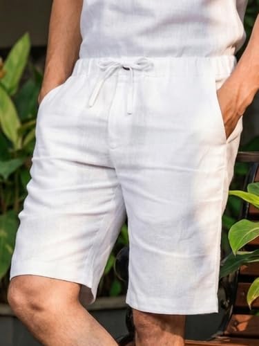 Image of Vogaan Men's Multi Color Linen Cotton Shorts | Regular Fit Casual Summer Shorts with 3 Pockets