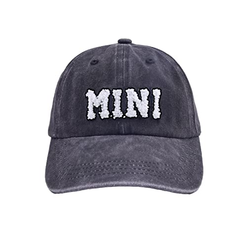 Novelty Mother's Day Hat For Mother Daughter Baseball Mama Mini Fuzzy Letter Adjustable Distressed Sports Ponytail Cap (Mini Black, One Size) #TOP27