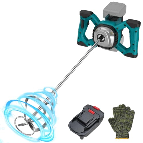 IMAYCC Cordless Cement Mixer, Portable Concrete Mixer,21V 6 Speed Mixing Drill, 1000W Drill Mixer for mud,Motar,Paint, Grout, Plaster,Thinset etc.
