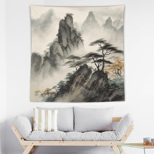 Tapisserie murale paysage chinois pour masquer un mur abîmé avec élégance