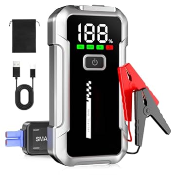 YDBAO Avviatore Batteria Auto 4000A Avviatore di Emergenza per Auto/Moto (Fino a 8.0L Benzina o 6.0L Diesel) 12V Jump Starter Portatile con Torcia a LED Uscita USB Rapida