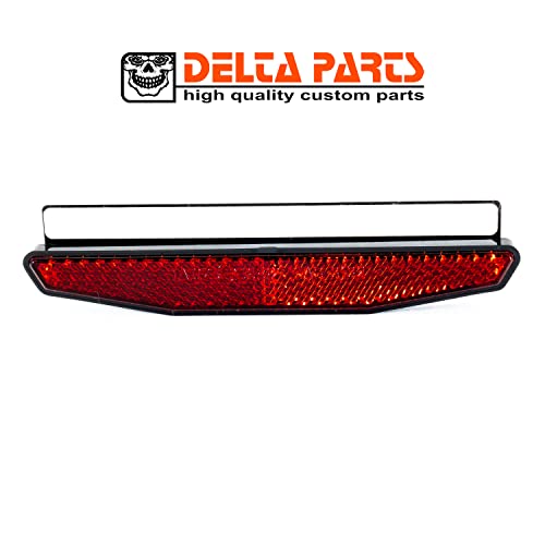 Delta Parts - Reflektor Rückstrahler für Motorrad – Katzenauge hinten - Reflektor inkl. Halteblech aus Aluminium selbstklebend - Motorrad Zubehör Reflektoren Aufkleber. Made in Germany!