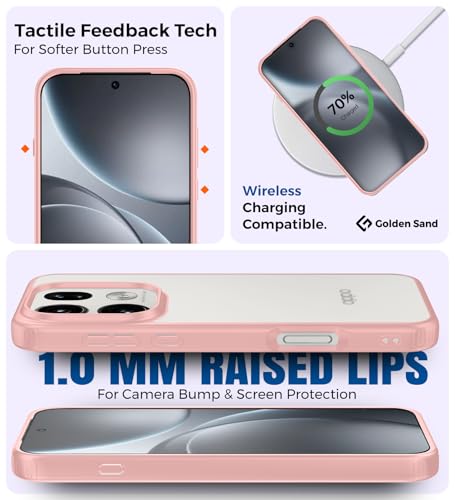 Image of Golden Sand Rugged Frosted Series Back Cover for Oppo Find X9 Pro 5G | Slim Matte Hybrid TPU + PC Shockproof Bumper Case with Drop Protection, Anti-Slip Grip & Raised Camera Guard (Rose Mist)