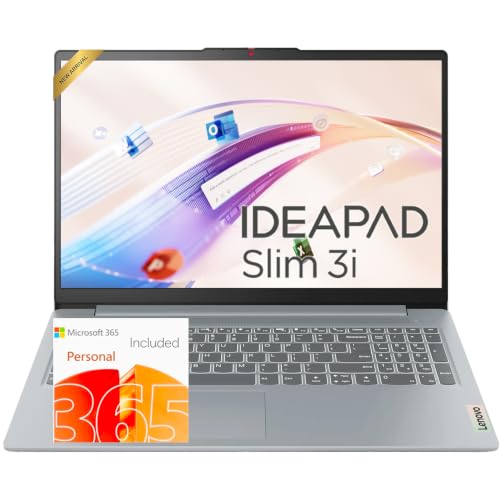 Image of Lenovo IdeaPad Slim 3i • 15.6 inch FHD Laptop with Microsoft 365 Included • Intel 4 Cores • 128GB SSD • LPDDR5RAM • Privacy Shutter • Dolby Audio • Win 11