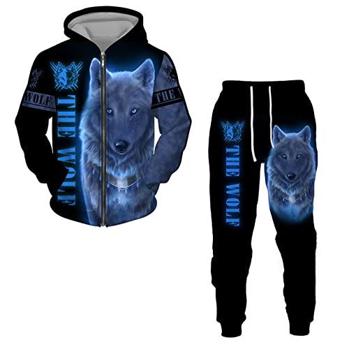 Sweat à capuche zippé homme imprimé animal 3D original vêtement streetwear