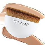 TEXAMO Kabuki Foundation Brush，Flat Top Kabuki Hemispherical Face Blush Liquid Powder Foundation Brush for Blending Liquid, Cream or Flawless Powder Cosmetics with Case