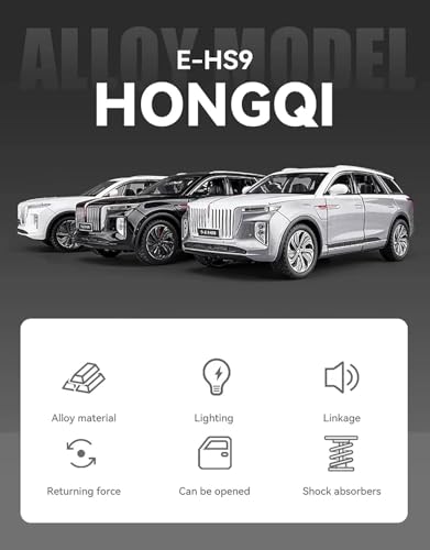 Image of 1:24 Scale Diecast Red Flag HONGQI-H9 Alloy Car Model - Officially Authorized Metal Model SUV with Openable Doors & Pull Back Action - Collectible Toy Car for Kids & Adults【Colors as Per Stock 】