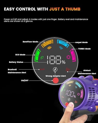 AlloyMove Cordless Vacuum Cleaner, 80Min/50Kpa/550W Vacuum Cleaner for Home, Rechargeable Stick Vacuum Cleaners with Wall-Mount Charging Station&Anti-Tangle, Lightweight Vacuum for Pet Hair/Carpet A05 - Image 6