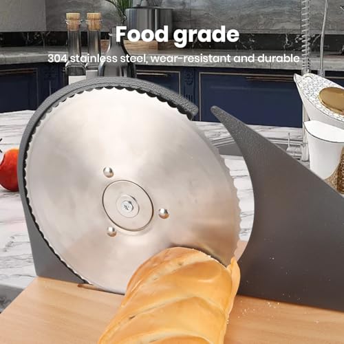 Manual Sourdough Bread Slicer, Adjustable Slice, Hand-Cranked Bread Slicer with Ergonomic Handle, Serrated Edge 316 Stainless Steel Blade, Suction Cup Base(Dark Gray) image 5