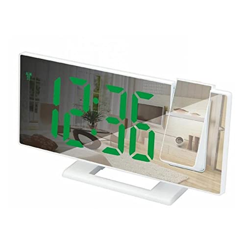 Green LED Projection Alarm Clock - Ceiling Time Projector with Dual Alarms Loud Sound Mute Function Electronic Bedside