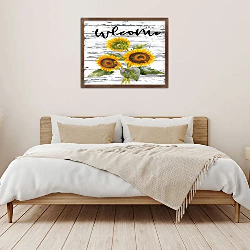 Murs vides ? Adoptez la décoration murale sunflower encadrée en bois pour raviver la pièce