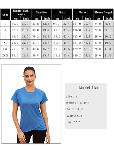 Gyabnw Camiseta Deportivo Mujer de Manga Corta Camiseta Cuello Redondo Ligera y Cómoda Top Holgada De Secado Rápido Yoga Running Fitness Malla Mujer