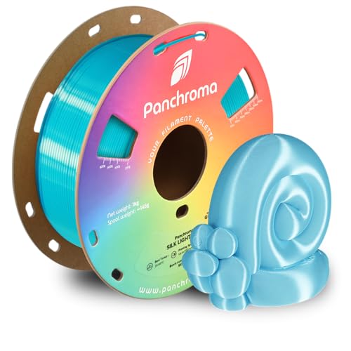 Polymaker Panchroma Silk PLA Filament 1.75mm 1kg, Shiny Light Blue, New and Improved Formula, Better Strength, Printing Speed and Clog-Free. Works in Most FDM and Multicolor 3D Printers.