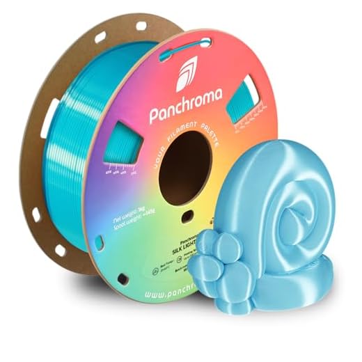 Polymaker Panchroma Silk PLA Filament 1.75mm 1kg, Shiny Light Blue, New and Improved Formula, Better Strength, Printing Speed and Clog-Free. Works in Most FDM and Multicolor 3D Printers.