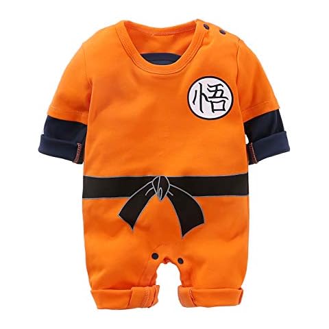 Newborn Wukong Jumpsuits Baby Lovely Long Sleeve Cartoon Romper Baby Clothes, Orange, 3-6 Monthes Cover