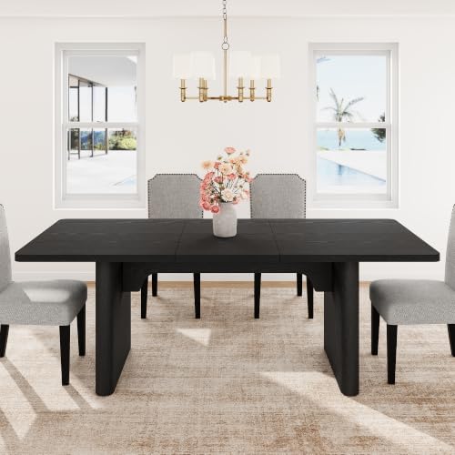 Image of GarveeHome Rectangular 63 inch-82.7 inch Extendable Dining Table with Round Corner